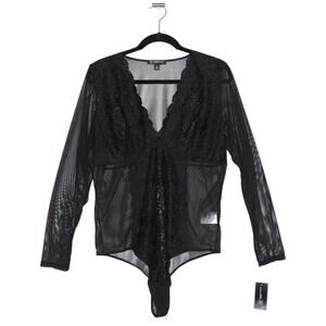 INC International Concepts Black Lace Bodysuit XXL NWT